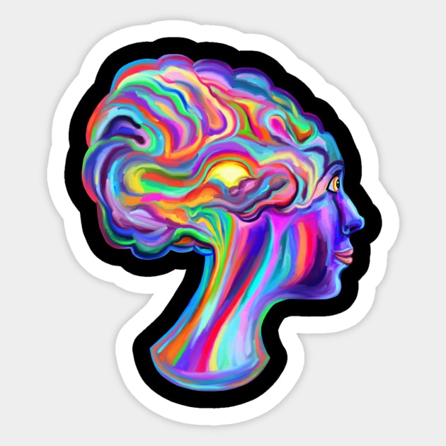 Psychedelic Creative Brainstorm Girl Sticker by Art by Deborah Camp